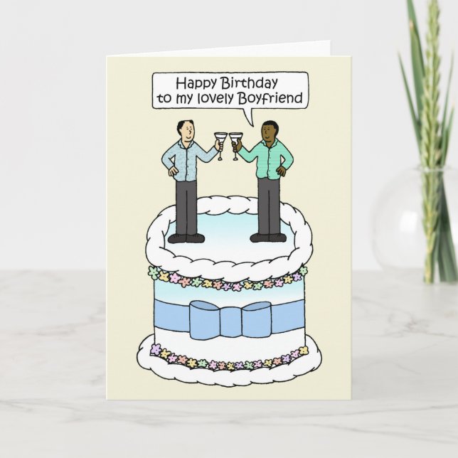 Happy Birthday to Male Interracial Couple Card (Front)
