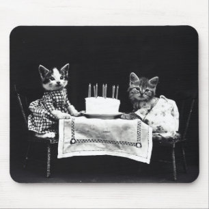 Happy Birthday to Meow Kitties with Cake Mouse Pad