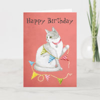 Happy Birthday to Meow | Kitty with Banner