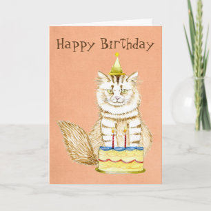 Happy Birthday to Meow Kitty with Cake Card
