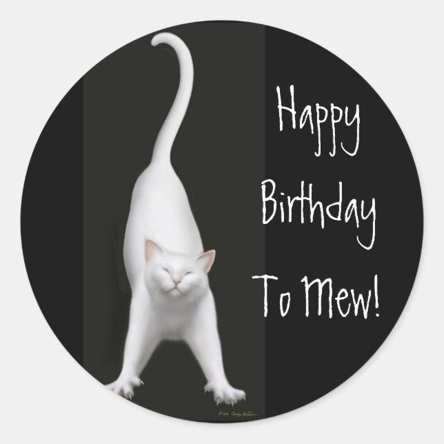 Happy Birthday to Mew Cat Sticker (Front)