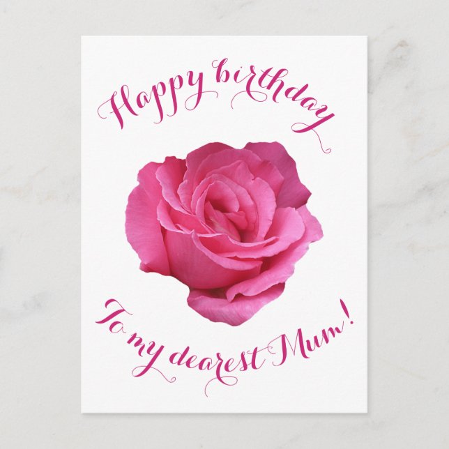 Happy Birthday to Mom pretty pink rose floral love Postcard (Front)