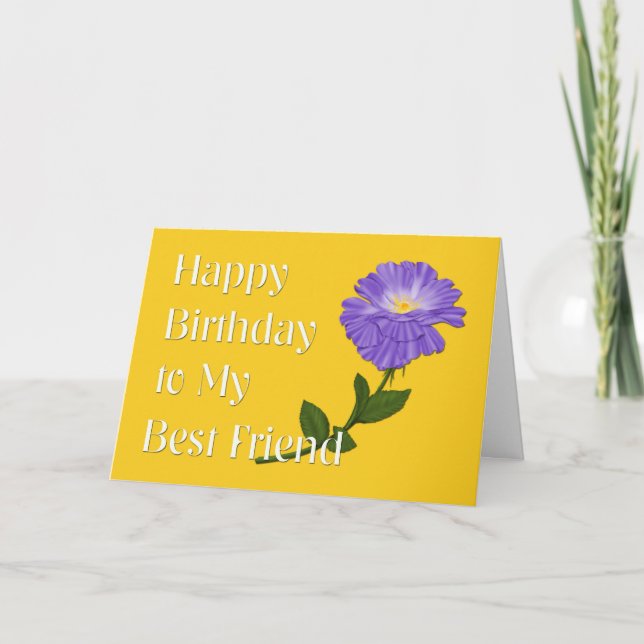 Happy Birthday to My Best Friend, Purple Flower Card (Front)