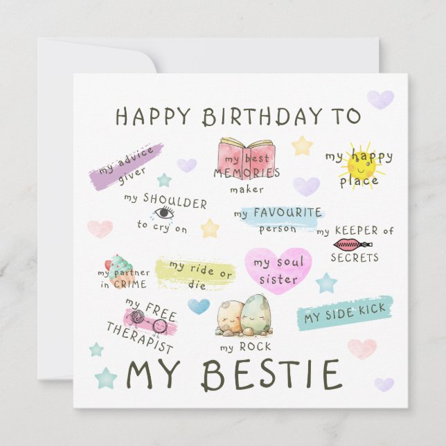 Happy Birthday To My Bestie Holiday Card (Front)