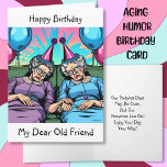 Happy Birthday to my Dear Old Friend Card<br><div class="desc">Cute elderly ladies sound asleep on the couch worn out. Funny over the hill again humour birthday card.</div>