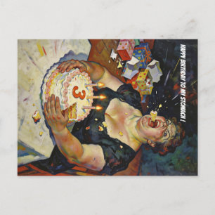 Happy Birthday to My Stomach – A Gluttony Portrait Holiday Postcard