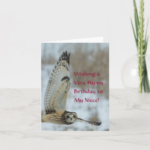 Happy Birthday to Niece with White Owl Card