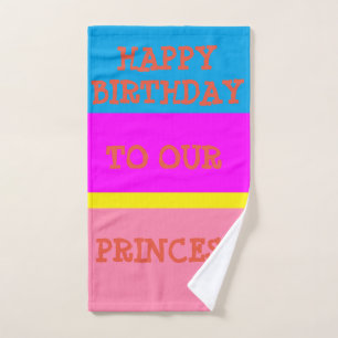 Happy Birthday to our princess blue pink lemon Hand Towel