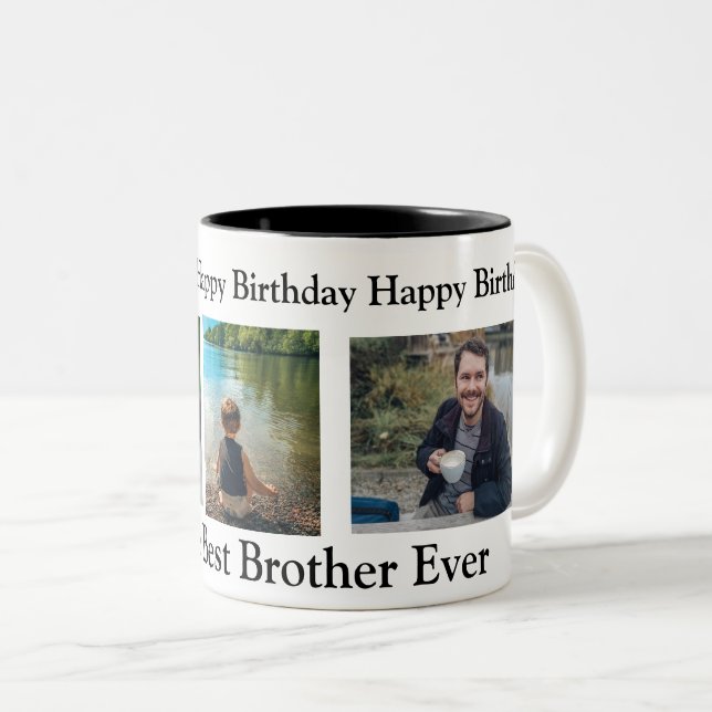 Happy Birthday to the Best Brother Ever Two-Tone Coffee Mug (Front Right)