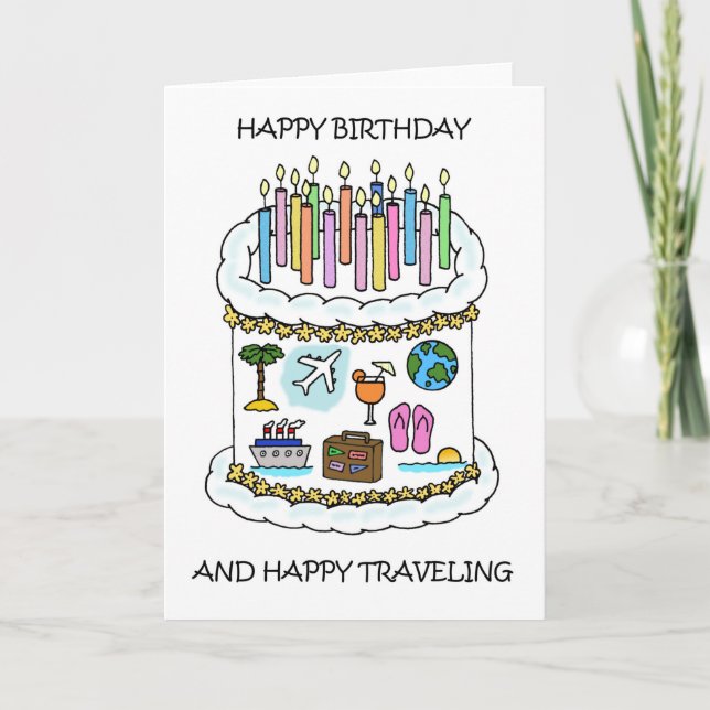 Happy Birthday to Traveller Cake Candles and Trave Card (Front)
