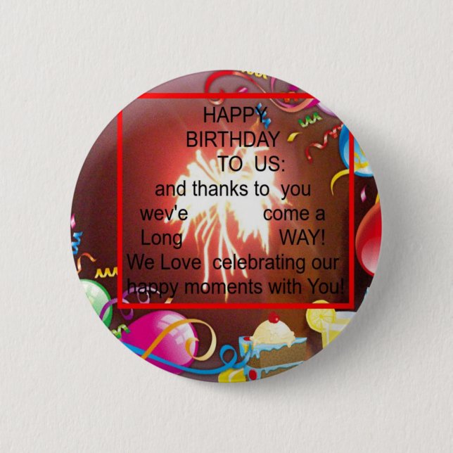 Happy Birthday to Us Art Print 6 Cm Round Badge (Front)