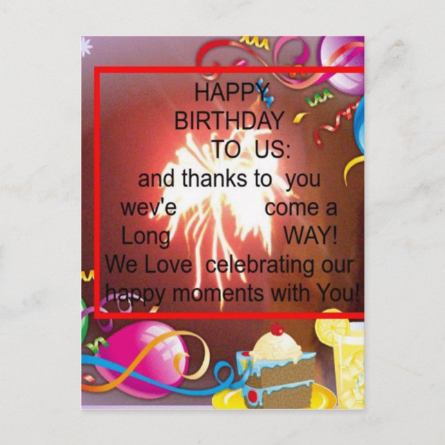 Happy Birthday to Us Art Print Postcard (Front)
