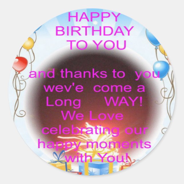 Happy Birthday to You Art Print Classic Round Sticker (Front)