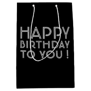 "Happy Birthday To You!" Black & White Medium Gift Bag