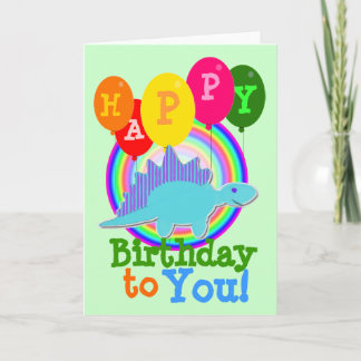 Happy Birthday to You Blue Cartoon Dinosaur Card