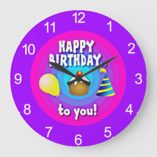 Happy Birthday To You Circle Design-47555 Large Clock