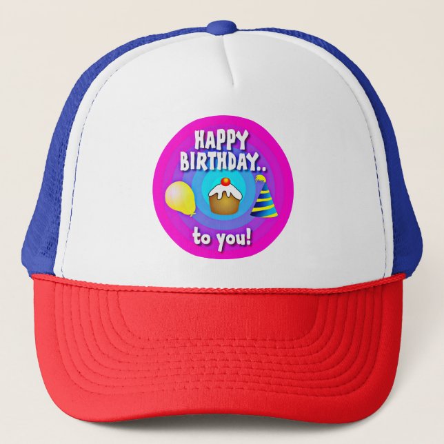 Happy Birthday To You Circle Design-47555 Trucker Hat (Front)