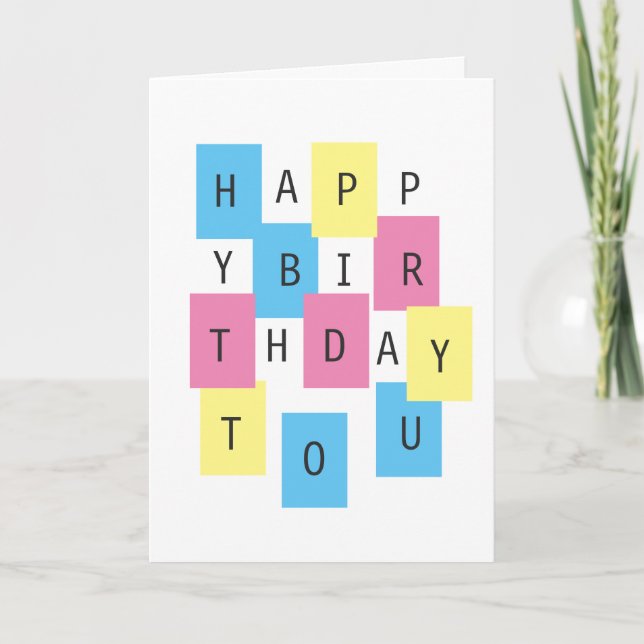 Happy Birthday to You Colourful Puzzle Block Custo Card (Front)