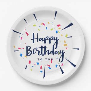 Happy birthday to you confetti paper plate