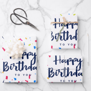 Happy birthday to you confetti wrapping paper sheet