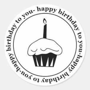 Happy birthday to you cupcake circle classic round sticker