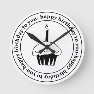 Happy birthday to you cupcake circle round clock