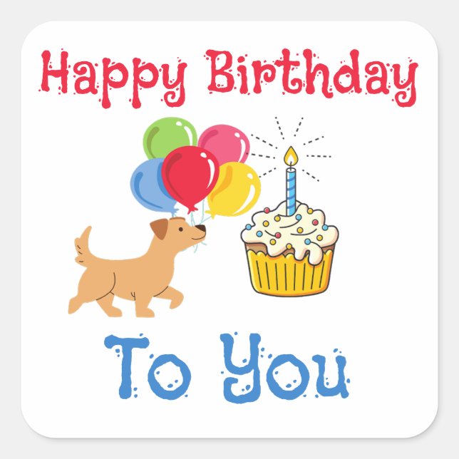 HAPPY BIRTHDAY TO YOU CUTE DOG STICKERS (Front)