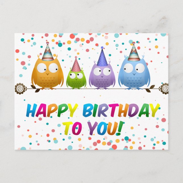 Happy Birthday to You from Hoot Owls Postcard (Front)