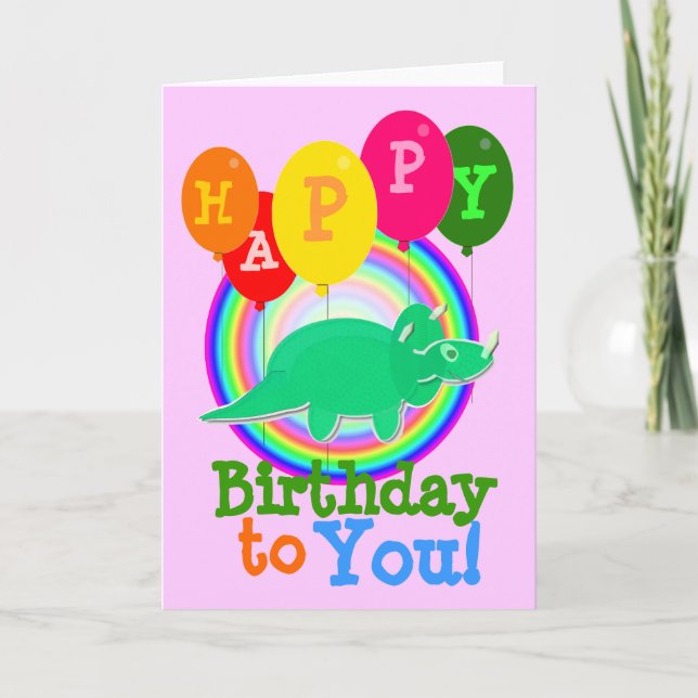 Happy Birthday to You Green Cartoon Dinosaur Card (Front)