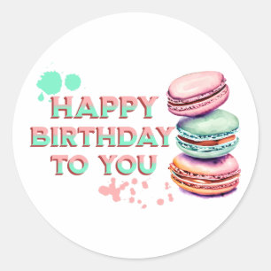 Happy Birthday To You   Macaron Classic Round Sticker