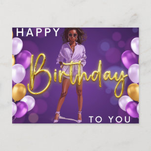 Happy Birthday To You Melanin Sista Black Queen  Holiday Postcard