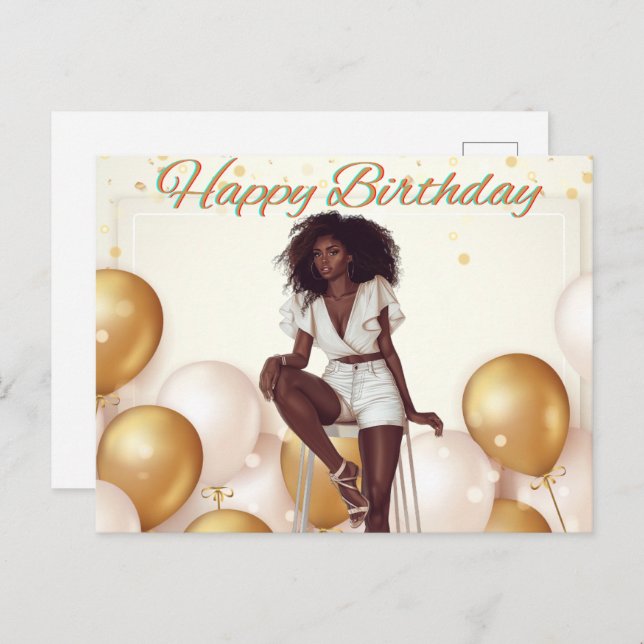 Happy Birthday To You Melanin Sista Black Queen  Postcard (Front/Back)