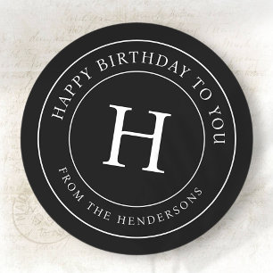 Happy Birthday To You Modern Family Monogram Classic Round Sticker