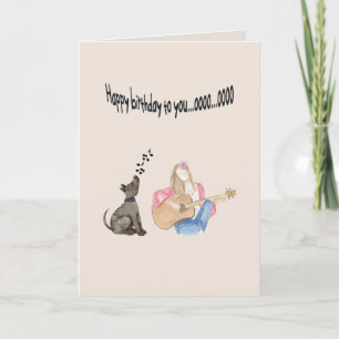 Happy Birthday to you...ooo...ooo Dog Singing Card