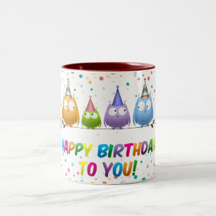 Happy Birthday to You, Owls, Two-Tone Coffee Mug