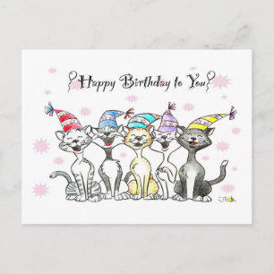Happy Birthday to You (singing cats) Postcard