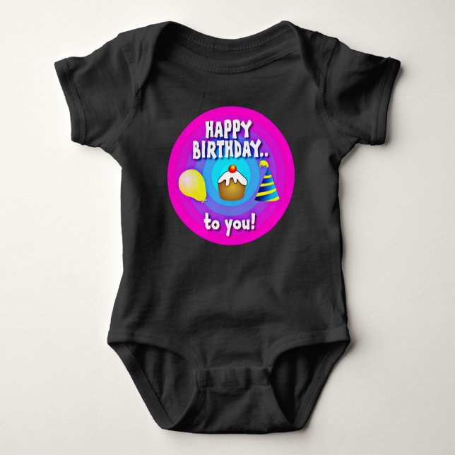 Happy Birthday To You - Typography  Baby Bodysuit (Front)