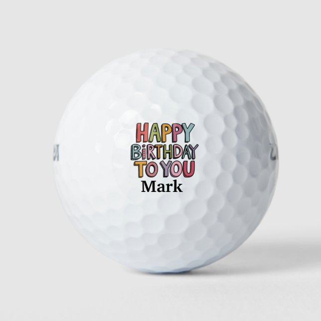 Happy Birthday to You with golfer name Golf Balls (Front)