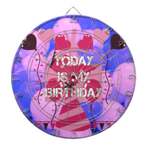 Happy Birthday Today is my Birthday Blue Balloons Dartboard