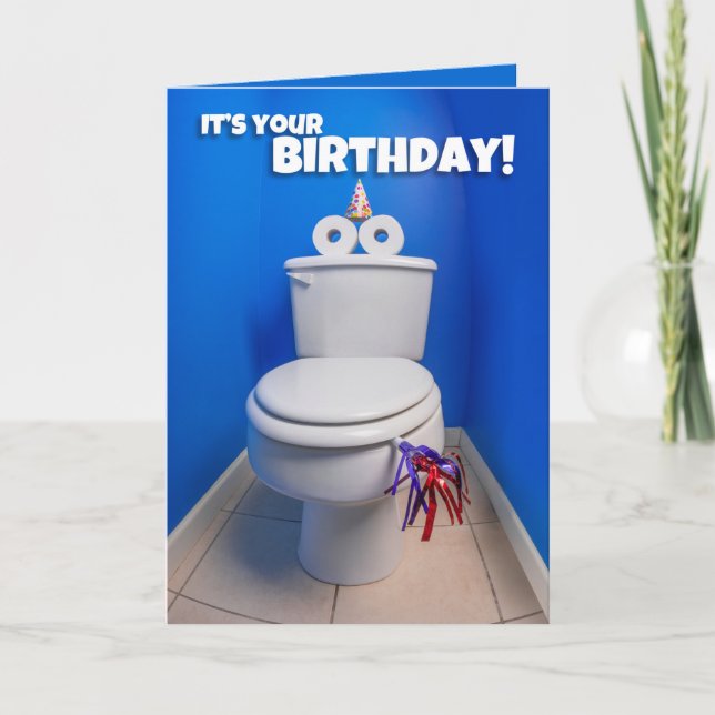 Happy Birthday Toilet Potty Humour Holiday Card (Front)