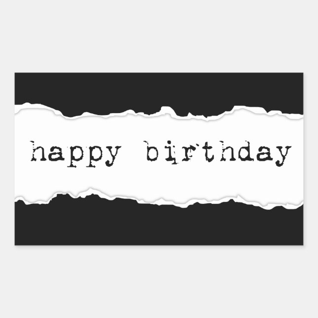 happy birthday (torn paper) rectangular sticker (Front)