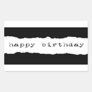 happy birthday (torn paper) rectangular sticker
