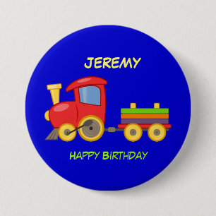 Happy Birthday, Toy Train, template 7.5 Cm Round Badge