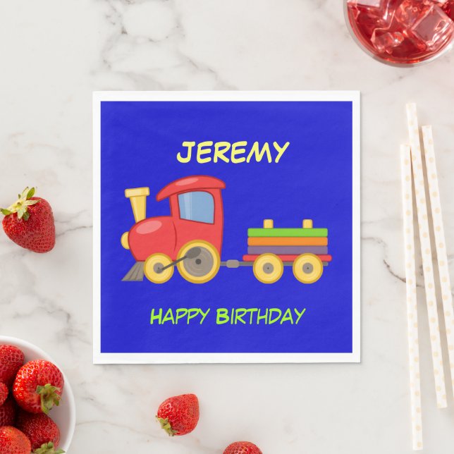 Happy Birthday, Toy Train, template Napkin (Insitu)