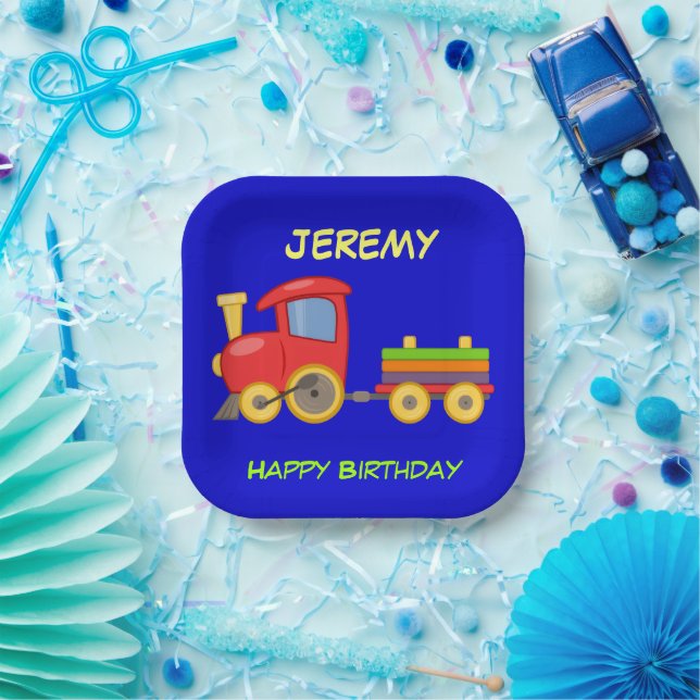 Happy Birthday, Toy Train, template Paper Plate (Party)