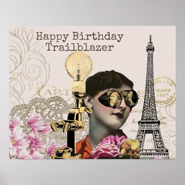Happy Birthday Trailblazer Steampunk Vintage  Poster (Front)