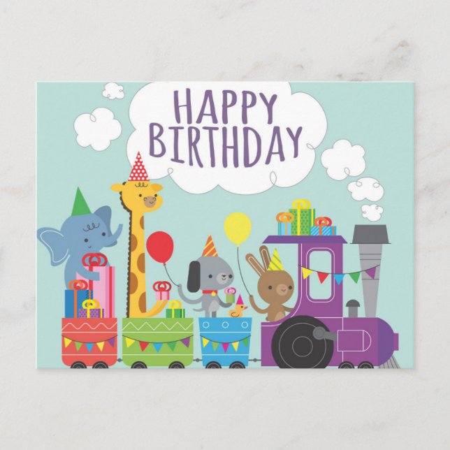 Happy Birthday Train Postcard (Front)