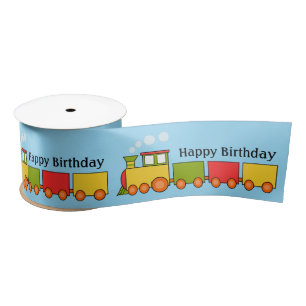 Happy Birthday Train Satin Ribbon