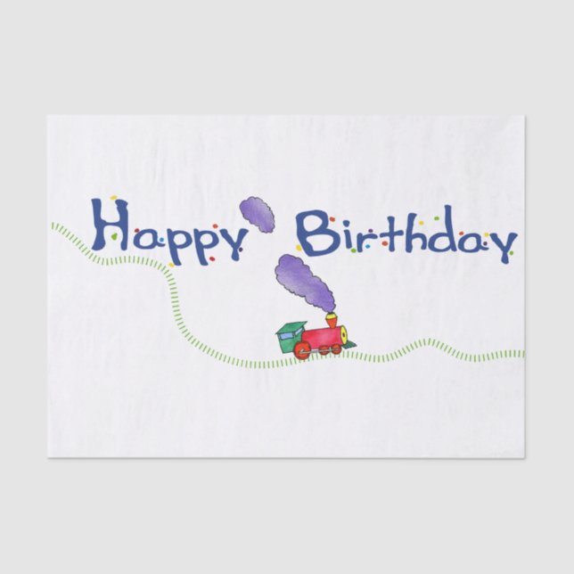 Happy Birthday Train Tissue Paper (Front)