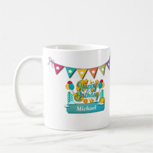Happy Birthday Train With Cute Animals Wishes Coffee Mug